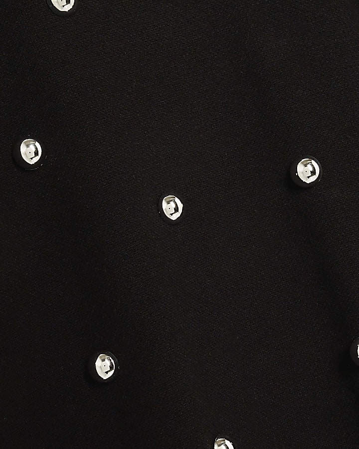 Black Stud Embellished High Neck Jumper