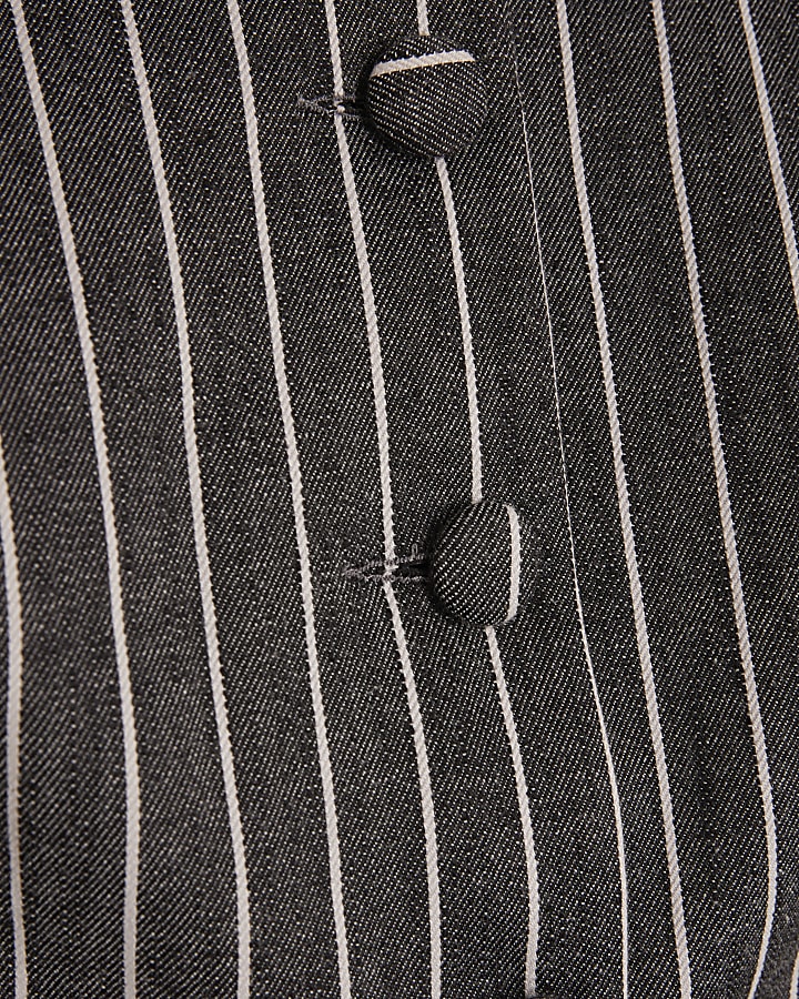 Grey Stripe High Neck Waistcoat