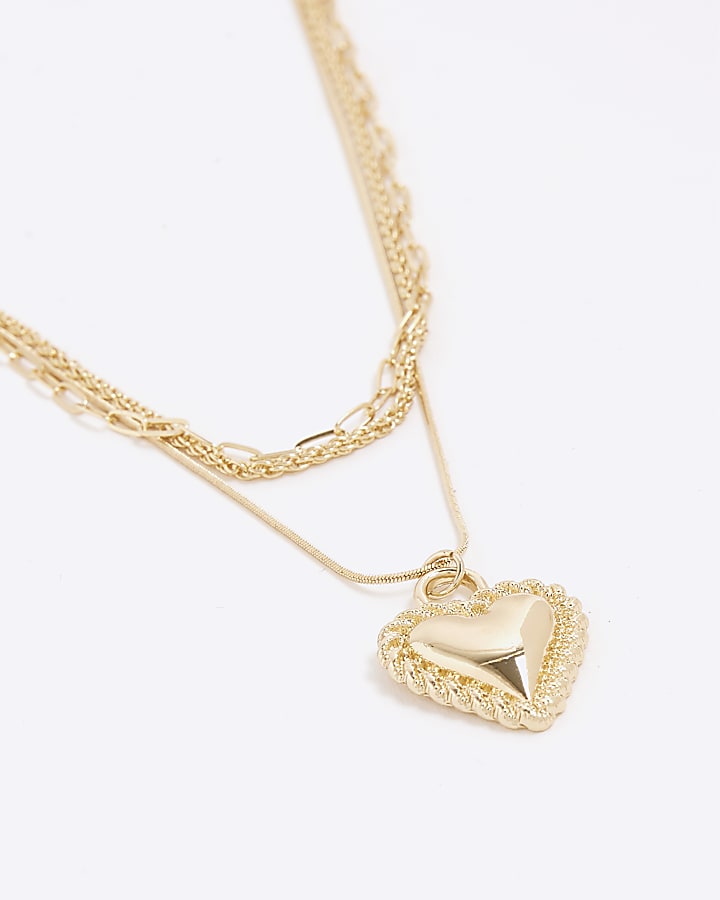 Gold Heart Layered Necklace