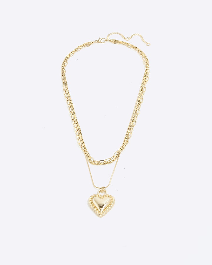 Gold Heart Layered Necklace