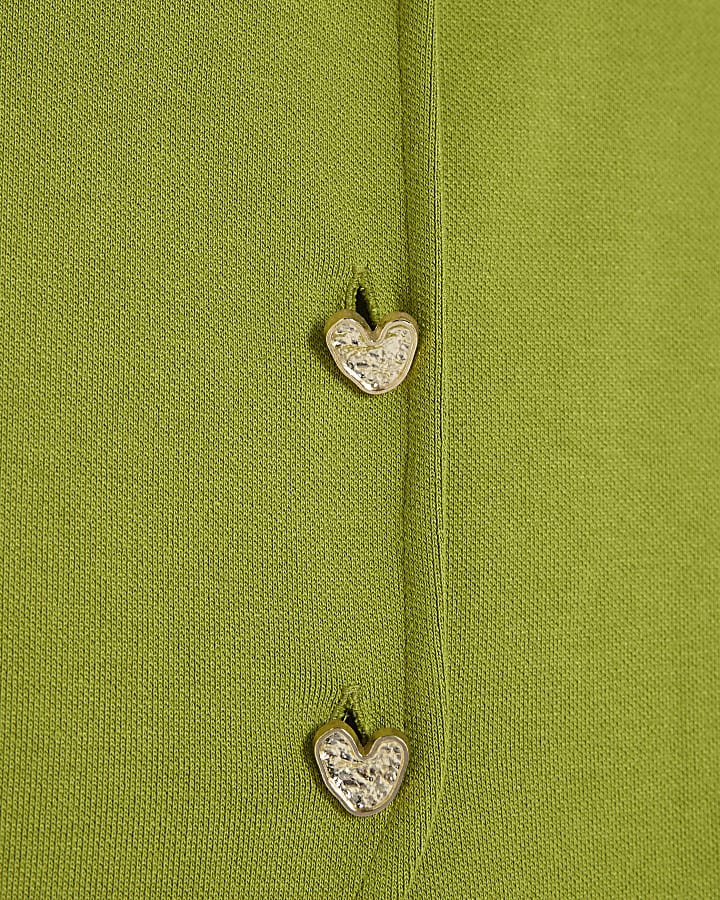 Green Sleeveless Cropped Heart Waistcoat