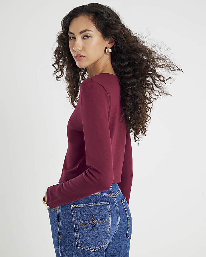 Red Long Sleeve Cropped Heart Waistcoat