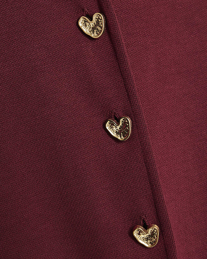 Red Long Sleeve Cropped Heart Top