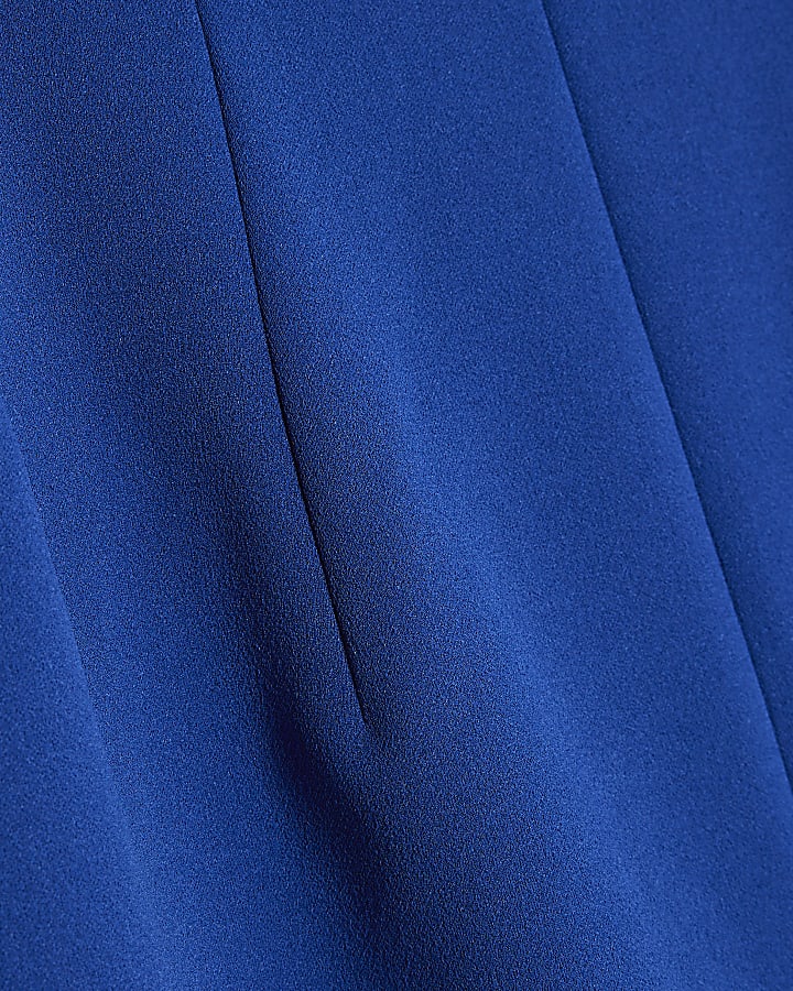 Blue Sleeveless Bodycon Bandeau Midi Dress