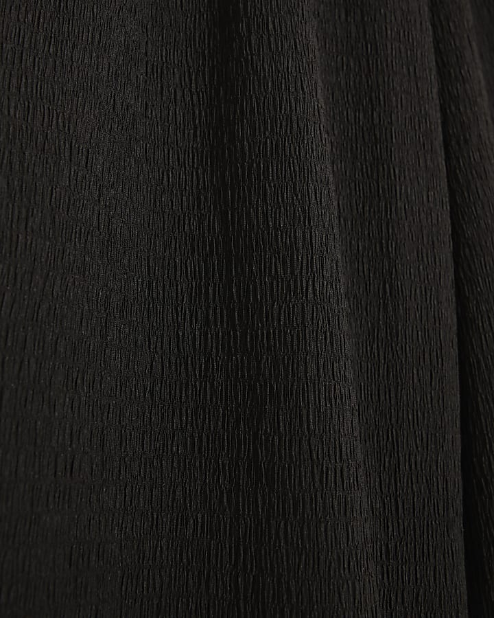 Black Textured Wide Leg Trousers