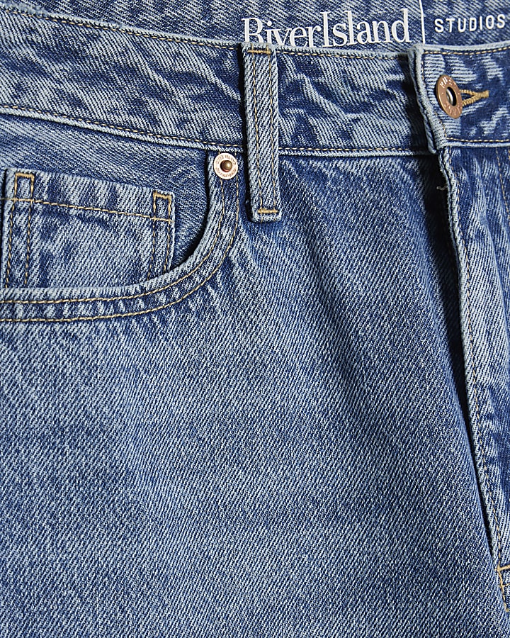 Blue Relaxed Straight Jeans