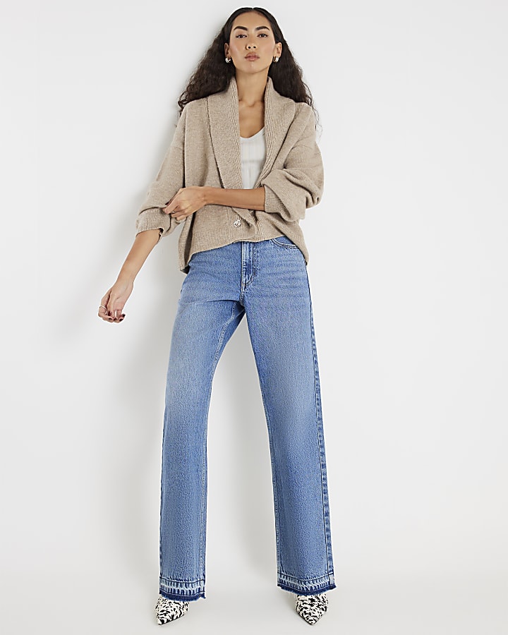 Blue Relaxed Straight Jeans