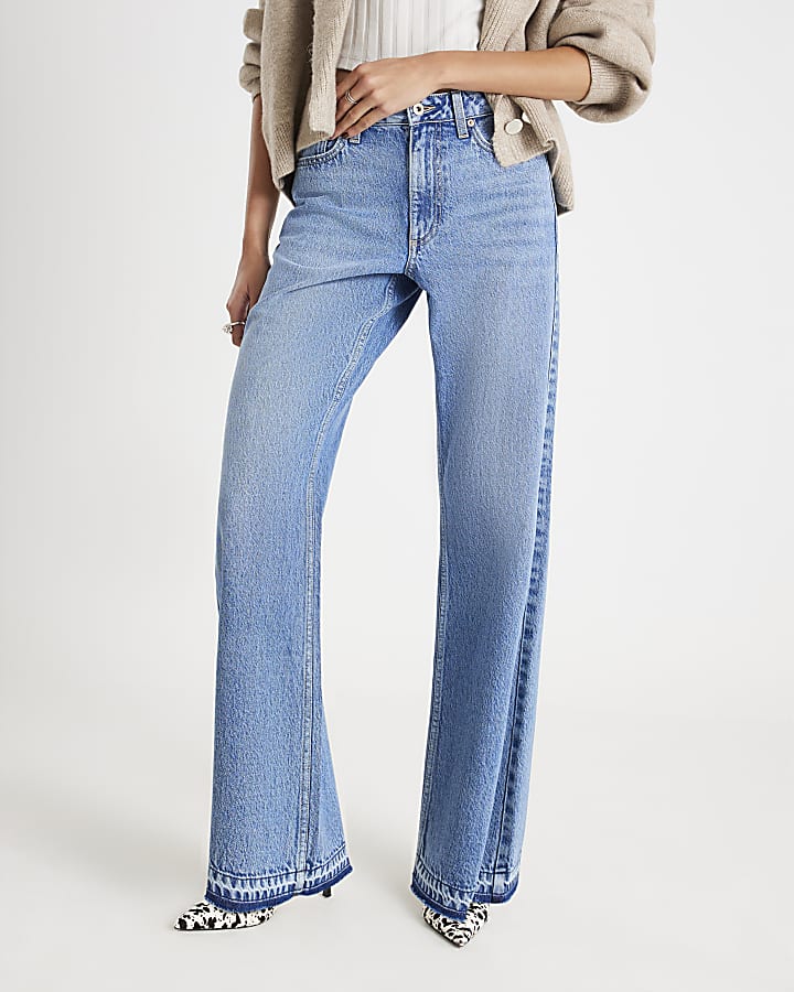 Blue Relaxed Straight Jeans