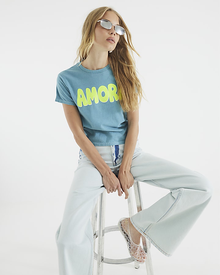 Blue Short Sleeve Amore T-shirt