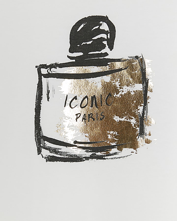 White Short Sleeve Foil Perfume T-shirt