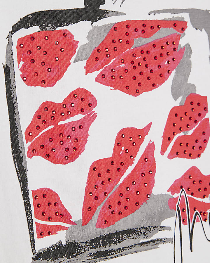 White Hotfix Lips Perfume T-Shirt