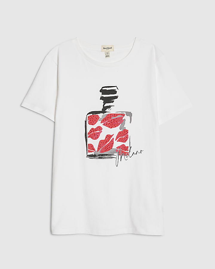 White Hotfix Lips Perfume T-Shirt