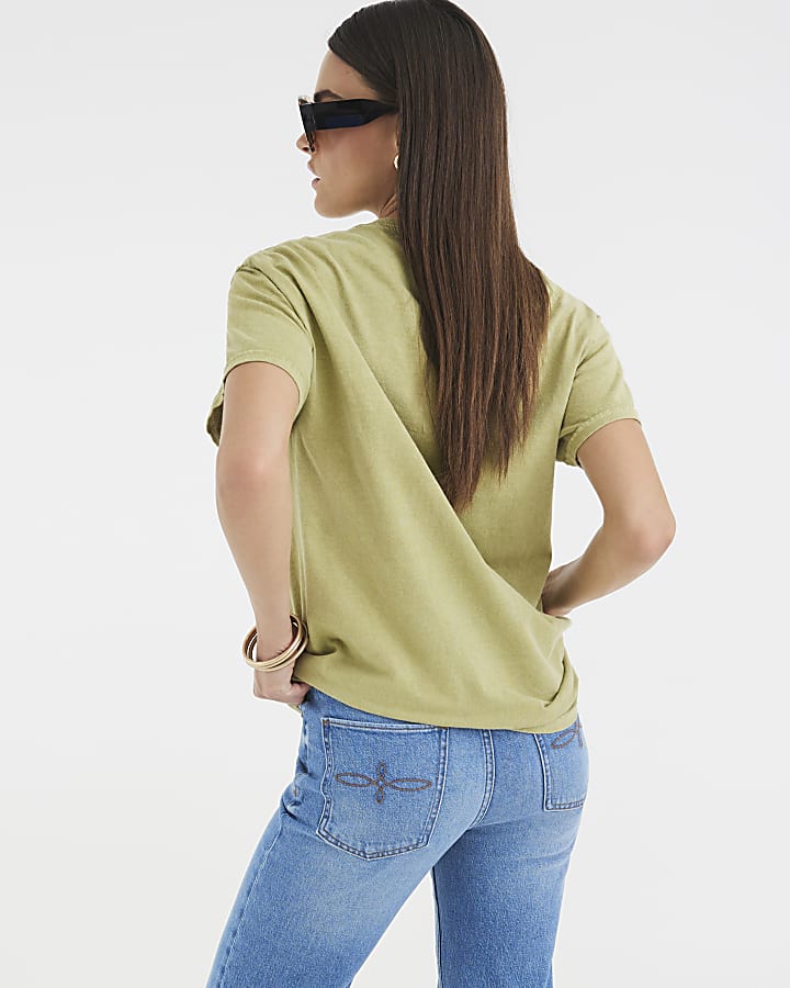 Green Short Sleeve Floral Print T-shirt