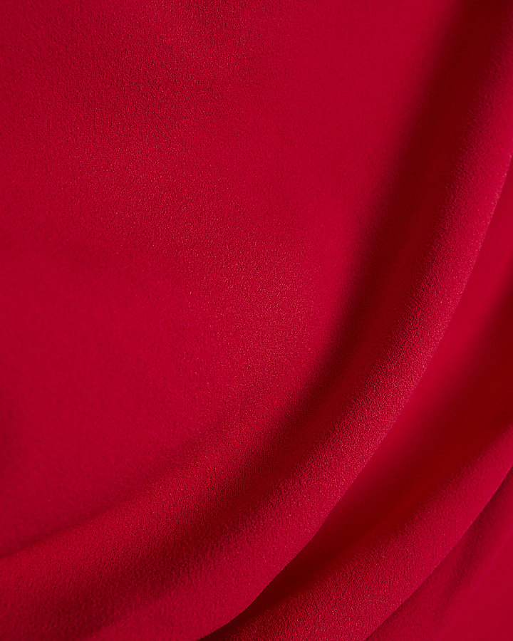 Petite Red One Shoulder Drape Jumpsuit