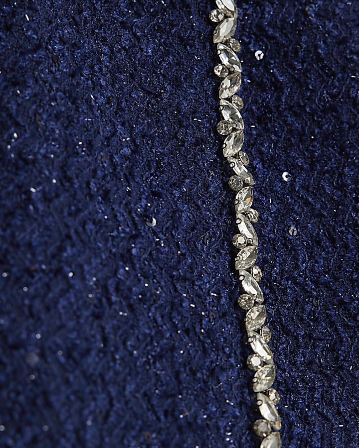 Navy Boucle Embellished Skort