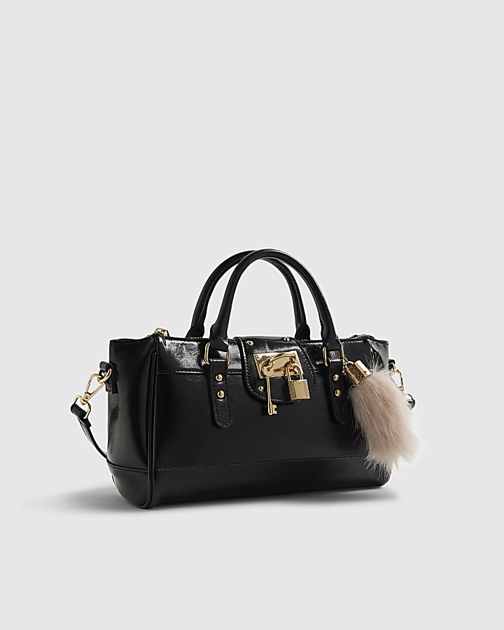 Black Charmed Padlock Tote Bag