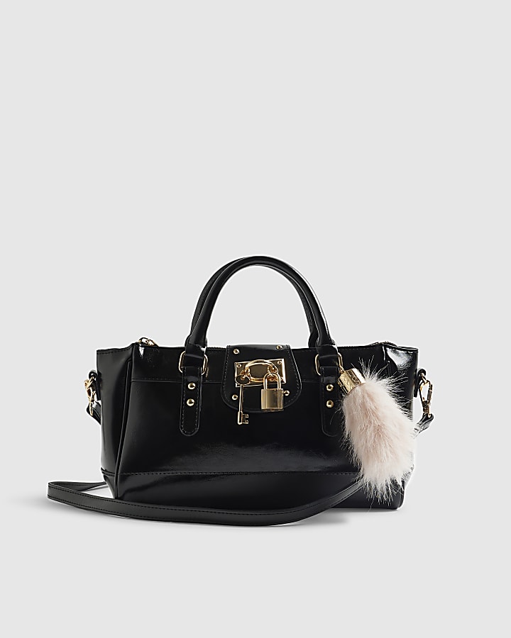 Black Charmed Padlock Tote Bag