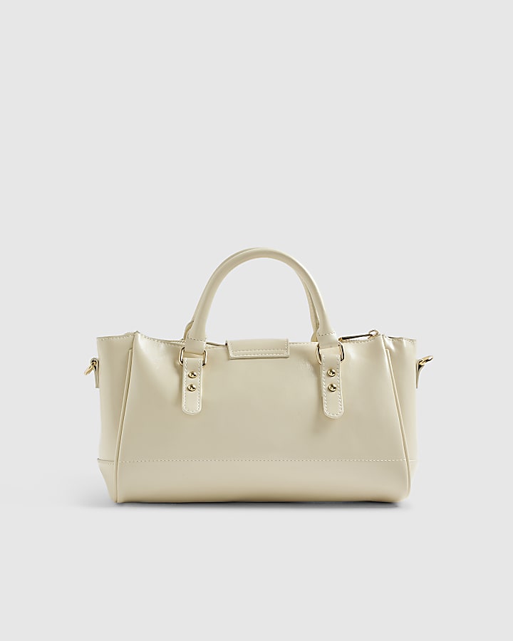 Cream Charmed Padlock Tote Bag