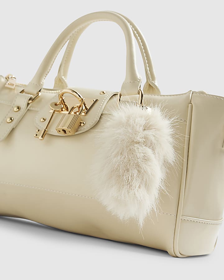Cream Charmed Padlock Tote Bag