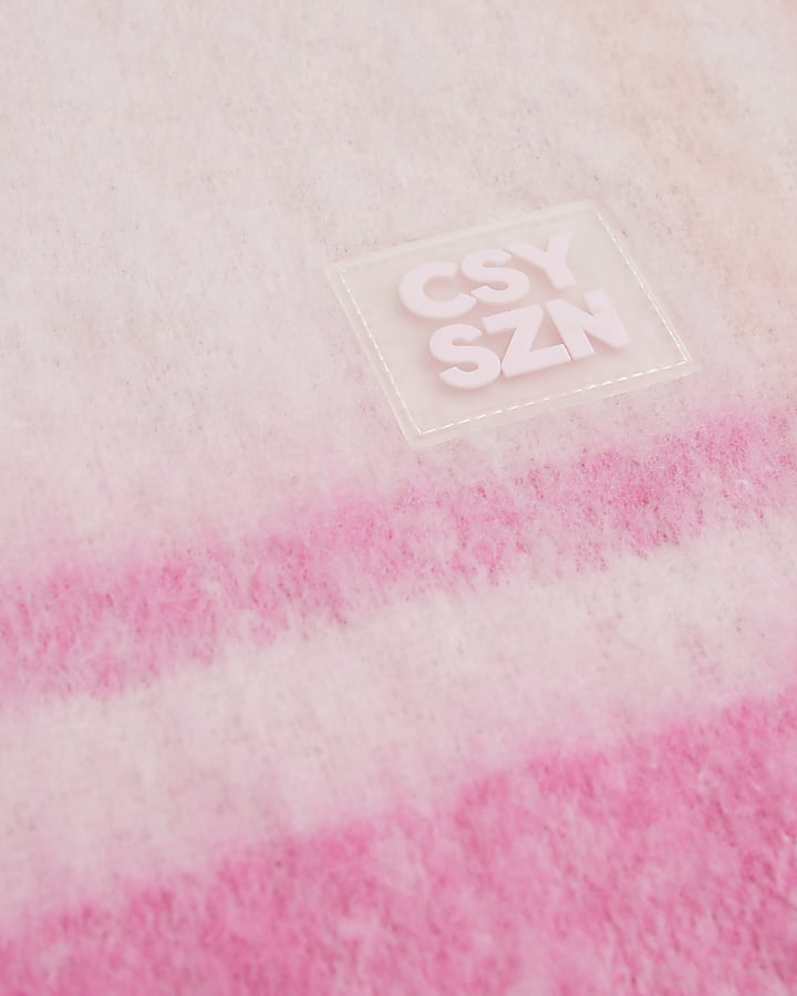 Pink Tassel Edge Fluffy Scarf
