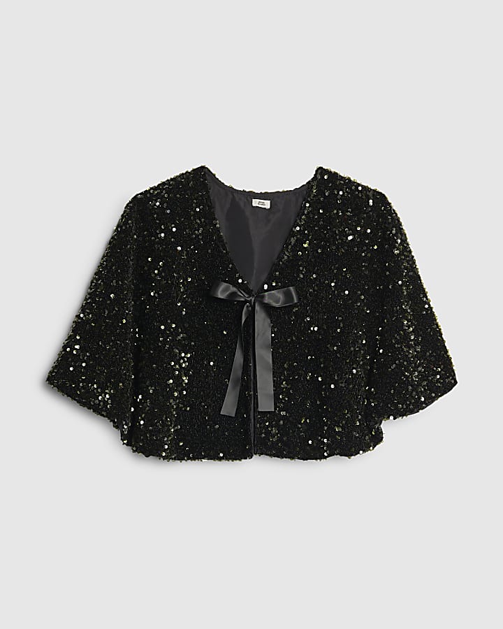 Green Sequin Bow Cape
