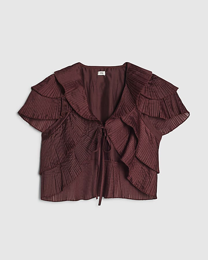 Red Short Sleeve Ruffle Bolero