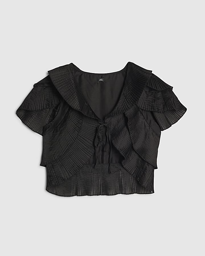 Black Short Sleeve Ruffle Bolero