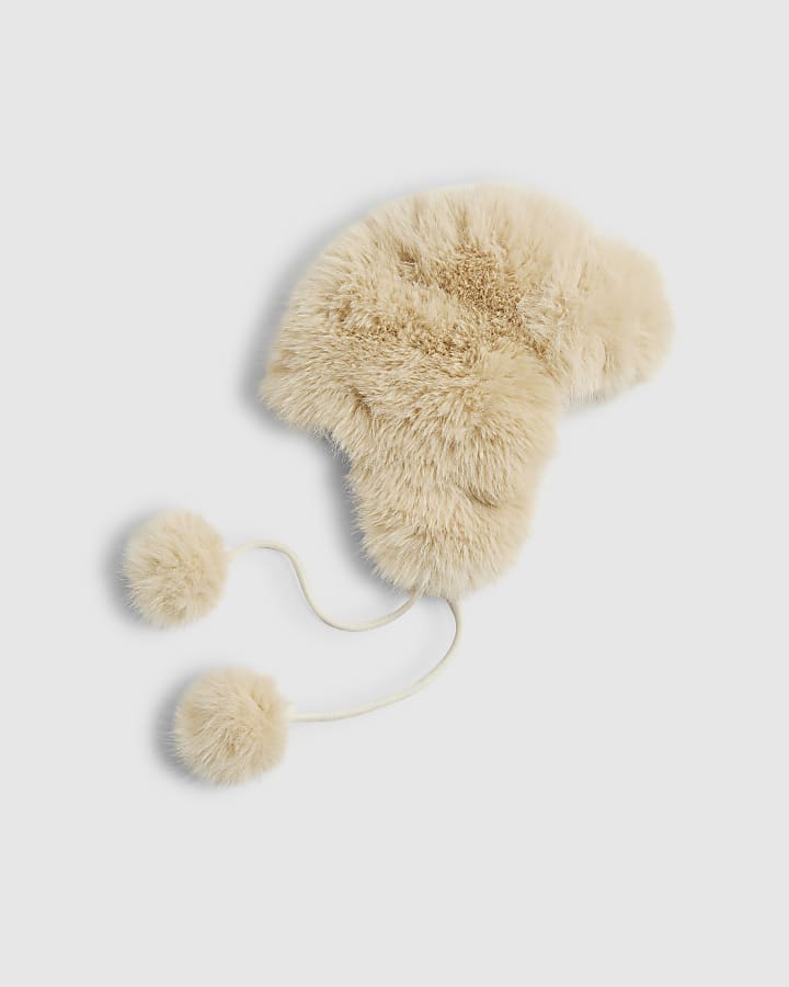 Cream Faux Fur Trapper Hat