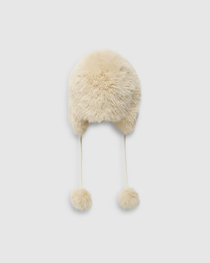 Cream Faux Fur Trapper Hat
