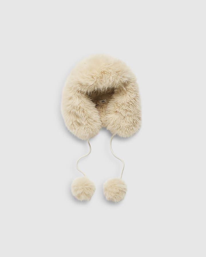 Cream Faux Fur Trapper Hat