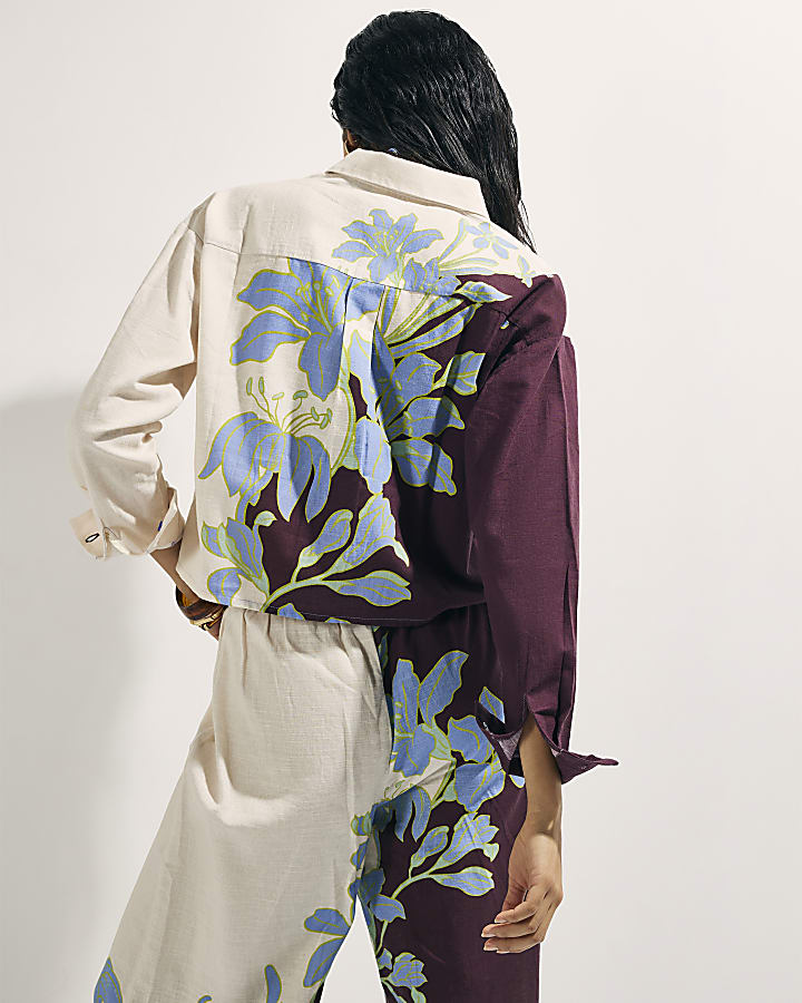 Cream Floral Beach Shirt