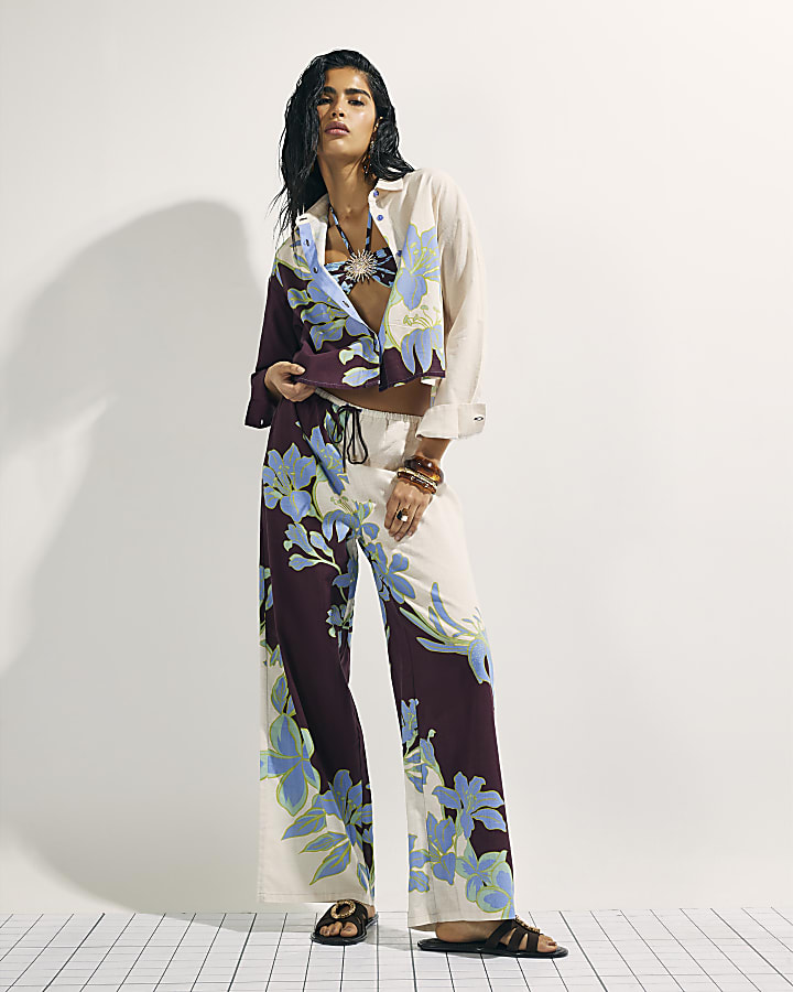 Cream Floral Beach Shirt