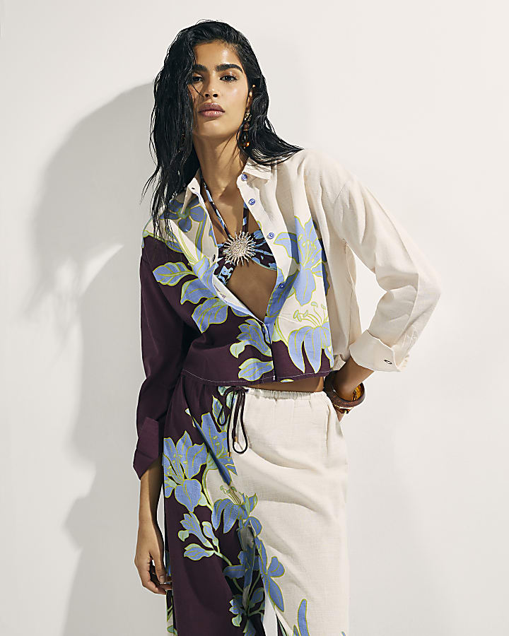 Cream Floral Beach Shirt