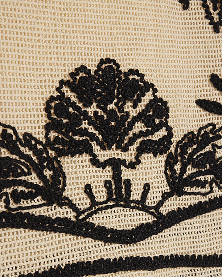 Cream Crochet Palm Print Boxy Top