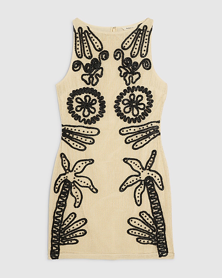 Cream Cornelli Knit Mini Dress