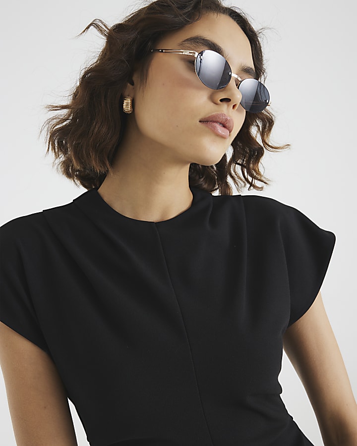Black Short Sleeve Mini Dress