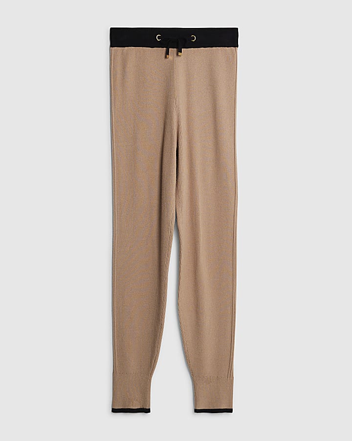 Brown Slim Fit Knitted Joggers