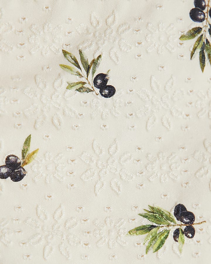 Cream Olive Print Bikini Bottoms