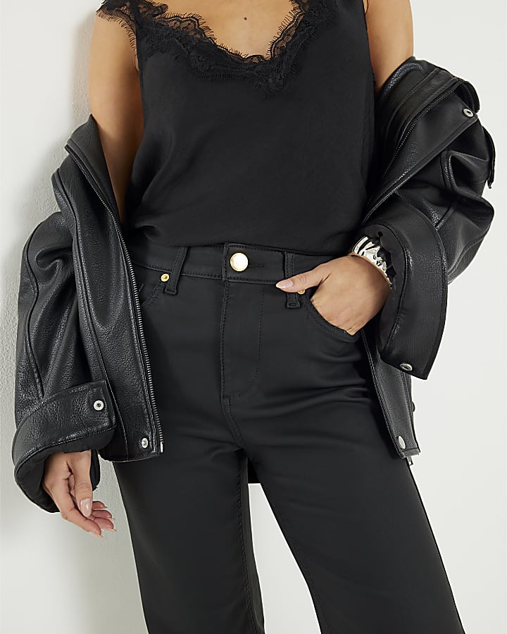 Petite Black Straight Leg Stretch Jeans