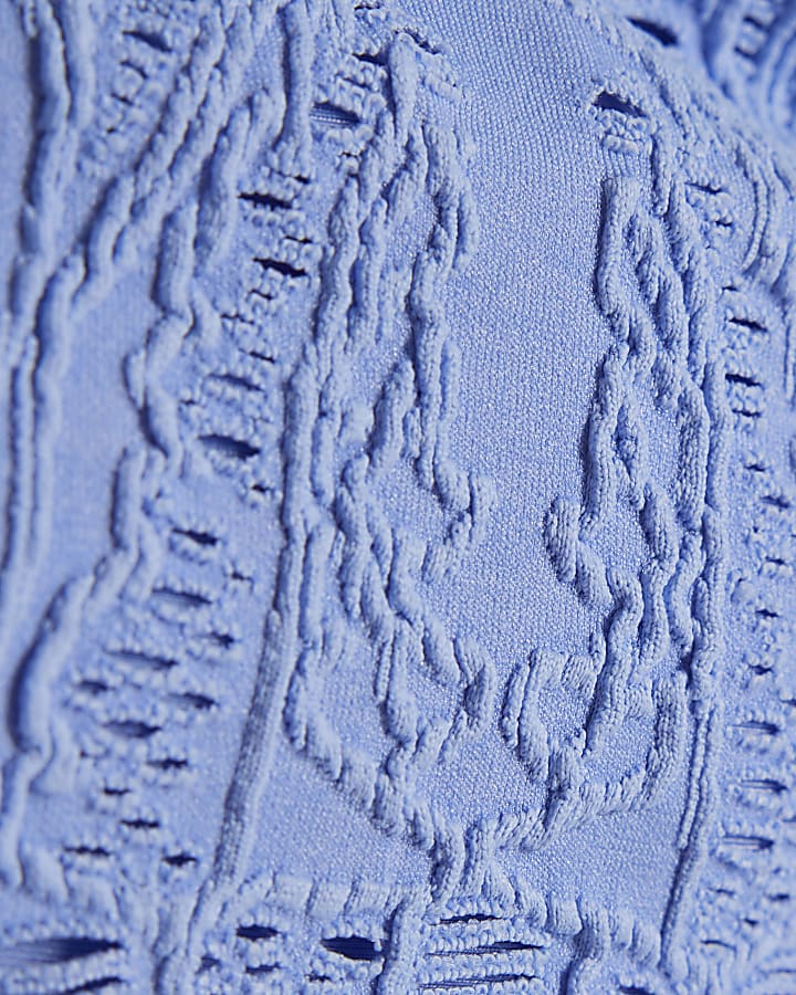 Blue Textured Shell Bikini Briefs