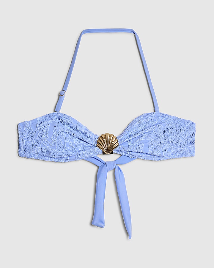 Blue Textured Shell Bikini Briefs