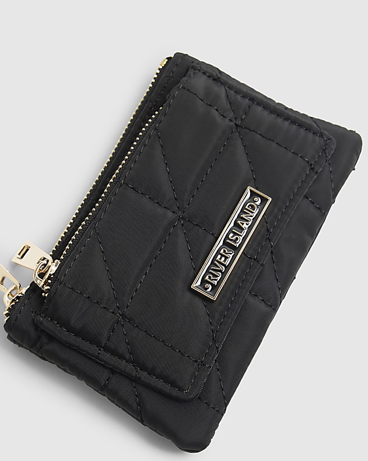 Black Soft Quilted Pouch Purse