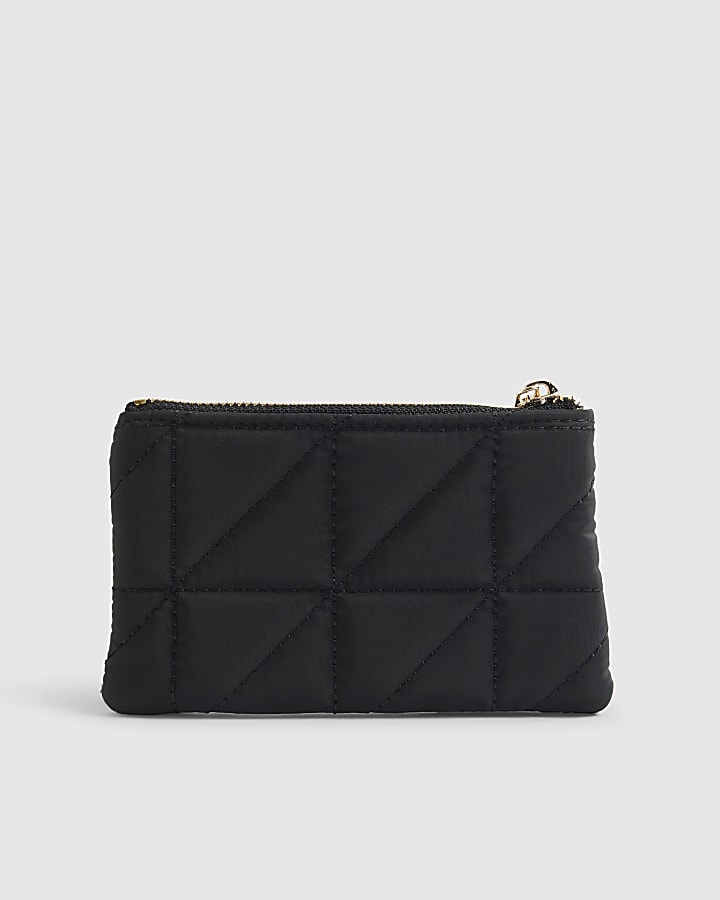 Black Soft Quilted Pouch Purse