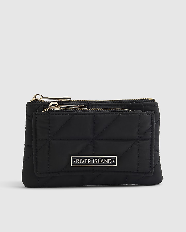 Black Soft Quilted Pouch Purse