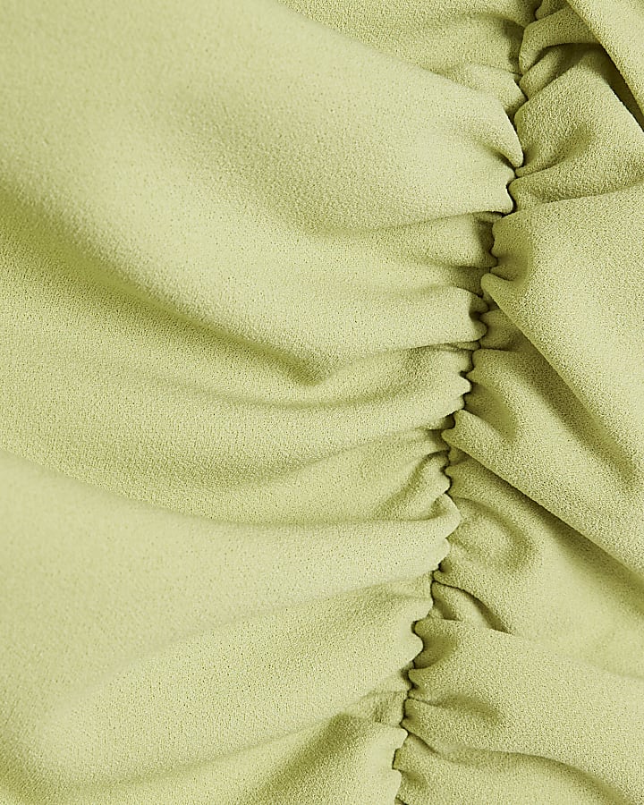 Green One shoulder Ruched top