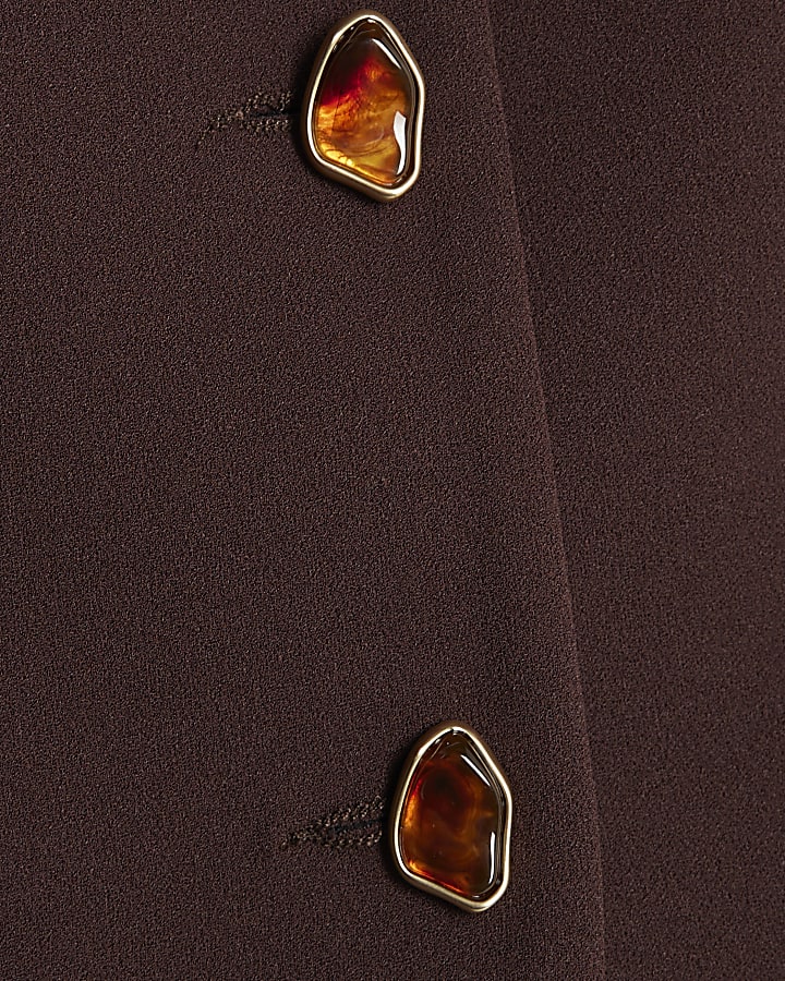 Brown Sleeveless Lapel Waistcoat