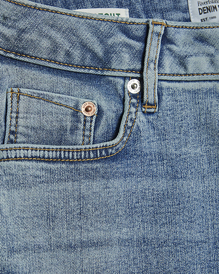 Petite Blue Mid Rise Flared Jeans