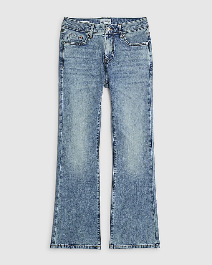 Petite Blue Mid Rise Flared Jeans