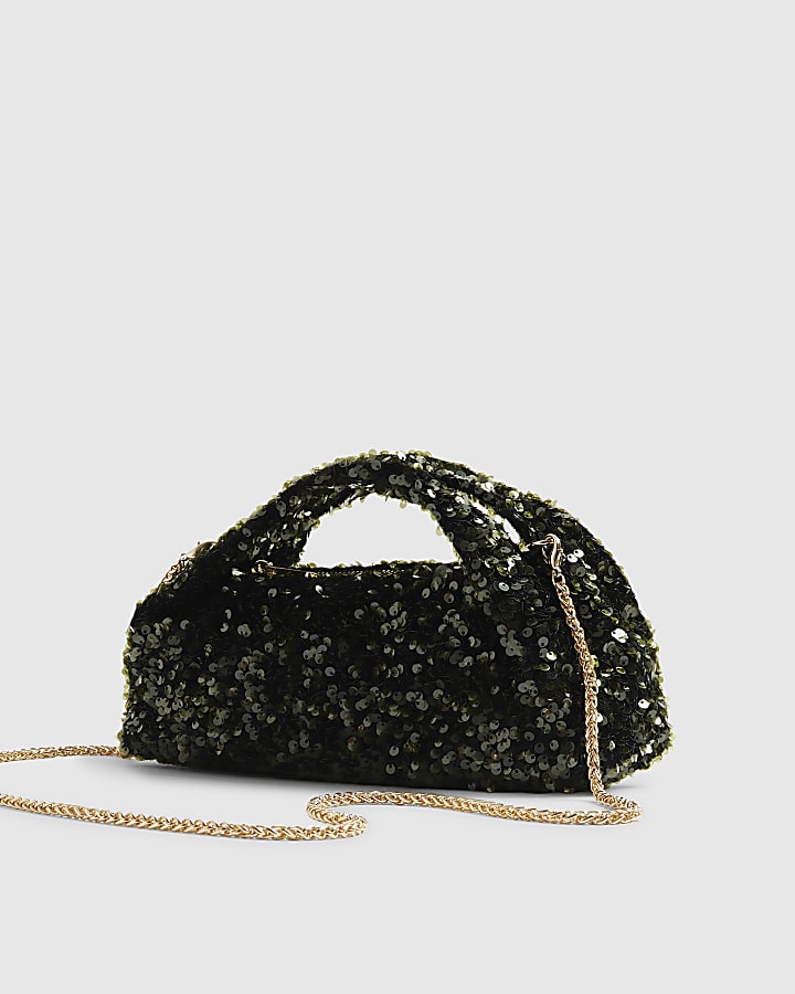 Green Sequin Grab Clutch bag