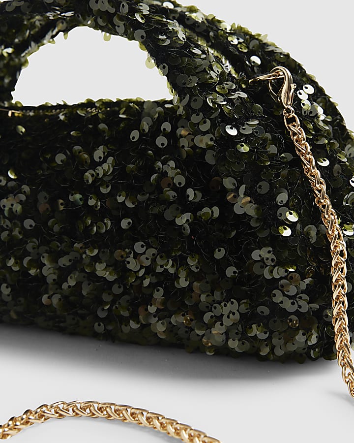 Green Sequin Grab Clutch bag